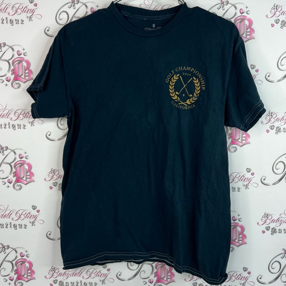 Goodie two sleeves tshirt tee Golf Championship California Blue Tee gold yellow